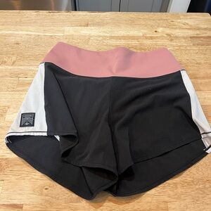 Oiselle Lined Women's Running Shorts Pink Black White Athletic Sz 6
